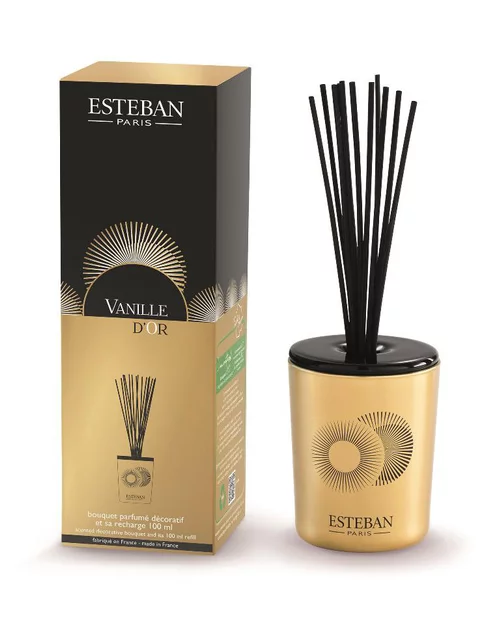 Bouquet parfumé et recharge Esteban collection Vanille d'or – 100 ml