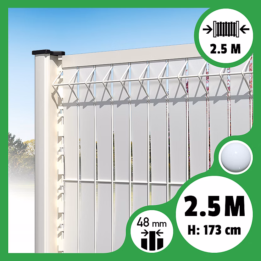 Brise | vue Lattes aluminium N55 – Blanc – 173 cm – 2 – 50 mètres