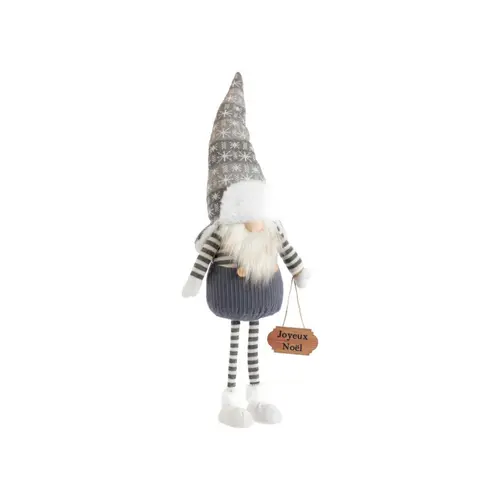 Gnome gris et blanc debout avec pancarte grand modèle - 79 cm