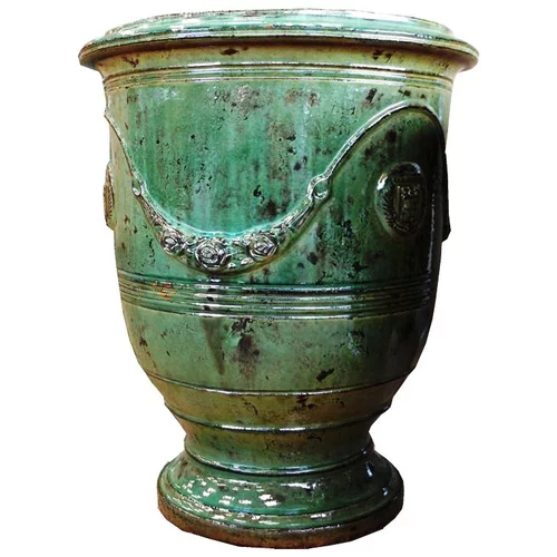 Vase Anduze patine émeraude en terre cuite émaillée H 80 x Ø 66 cm