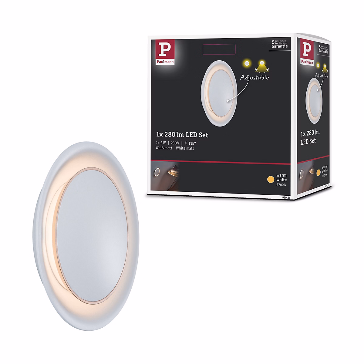 Spot – Encastré mural LED Neordic rond 123 mm 2W 30lm 230V 2700K Blanc dépoli
