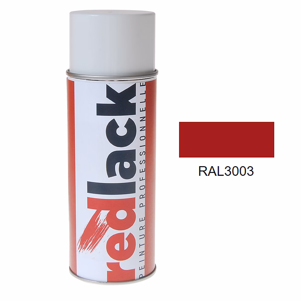 Bombe de peinture Aérosol – spray, 400ml, RAL 3003 Rouge rubis, Brillant, multisupport, Redlack, RAL3003