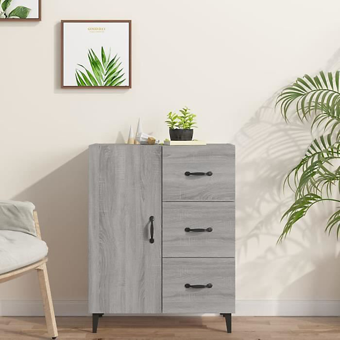 817355 vidaXL Buffet Sonoma gris 69 – 5 × 34 × 90 cm Bois d'ingénierie