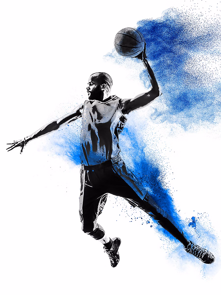 Affiche Basket – ball bleu Dada Art l.30 x H.40 cm