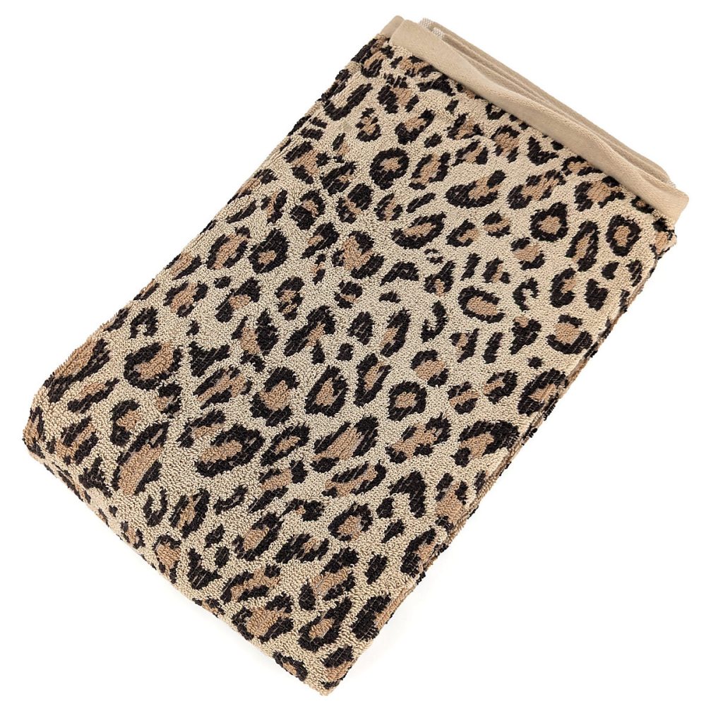 Drap de douche en pur coton 70 × 140 cm collection LEOPARD beige