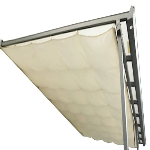 Rideau d'ombrage polyester pour toit terrasse 3042 A coloris gris en aluminium - 2,85 x 4,25 m