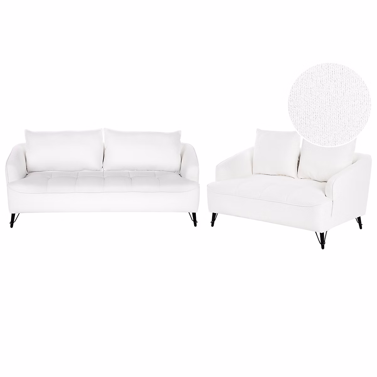 Ensemble de salon 5 places HOBRO Bouclé Blanc – Réf. FRHJUXNSD0227892375