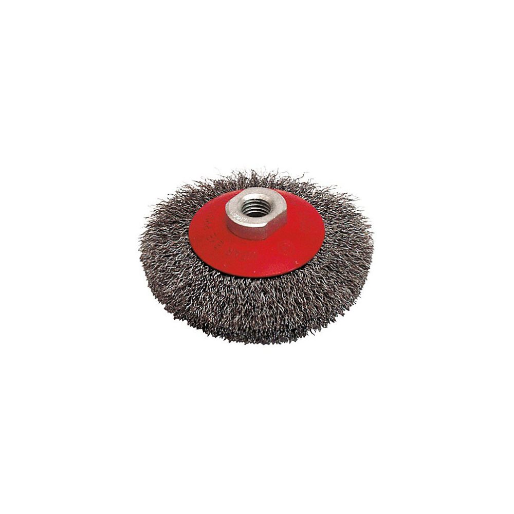 Brosse cuvette fil acier ondulé 0 – 30 mm D.100 mm M14 pour métal, Décapage dur, 520.100V