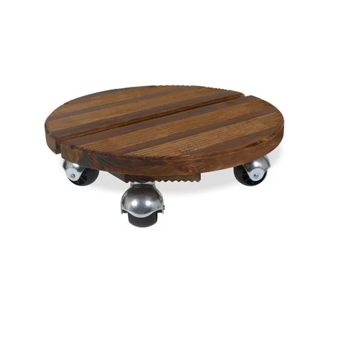 Roule plante en bois modèle petit rond marron Ø 30 cm