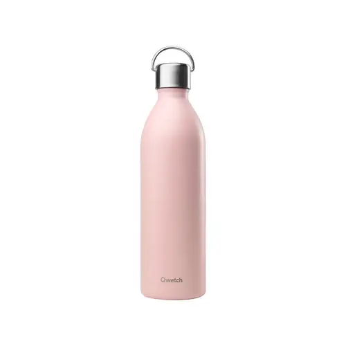 Bouteille isotherme en inox recyclé Qwetch Active Matt rose pastel - 1 L