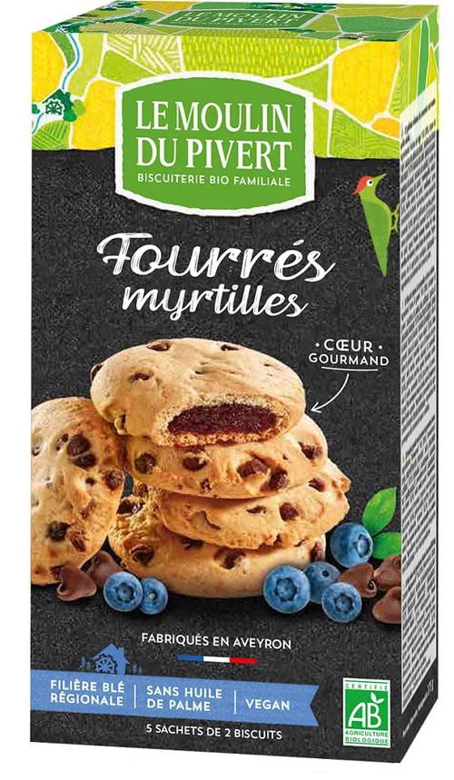 Fourrés aux myrtilles bio vegan Le Moulin du Pivert - 175 g