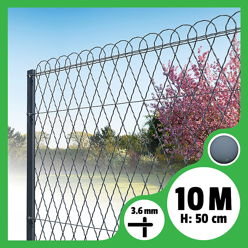 Bordure parisienne ronde longueur 10m – Gris Anthracite | 50cm | 3.6mm