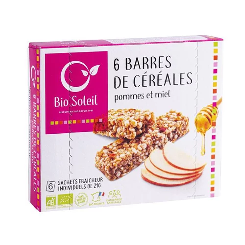 Barres de céréales Pomme et Miel bio biosoleil - 125 g