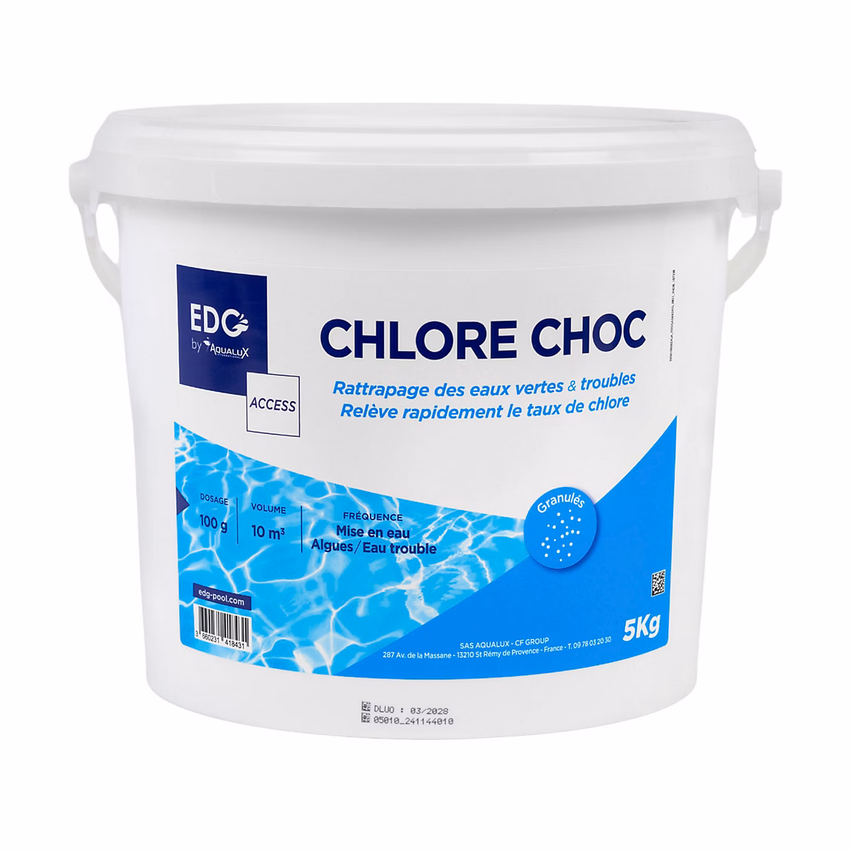 Edg Chlore Choc Piscine – Spécial Eau Verte, Action Rapide, Granulés, Seau 5kg, Gamme Traitement Et Accessoires Piscine Access