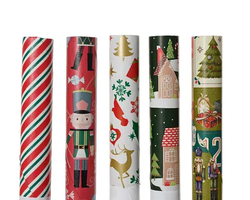 Papier cadeau traditionnel motif Noël en rouleau - 200 x 70 cm