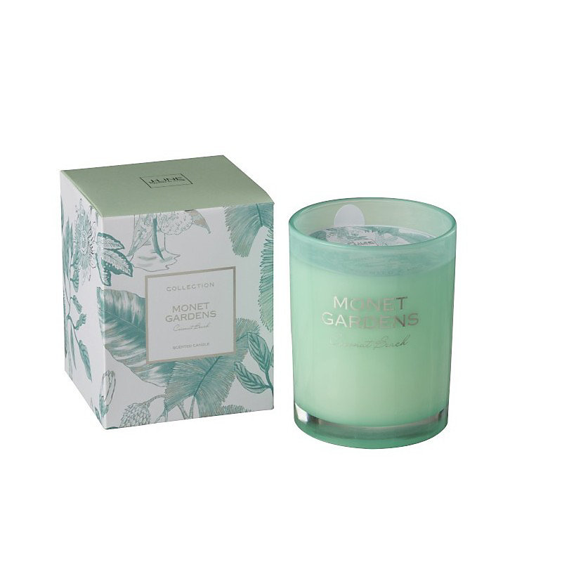 Objet décoratif – Bougie parfumée 70H dans pot en verre Azur 10x10x12.5 cm