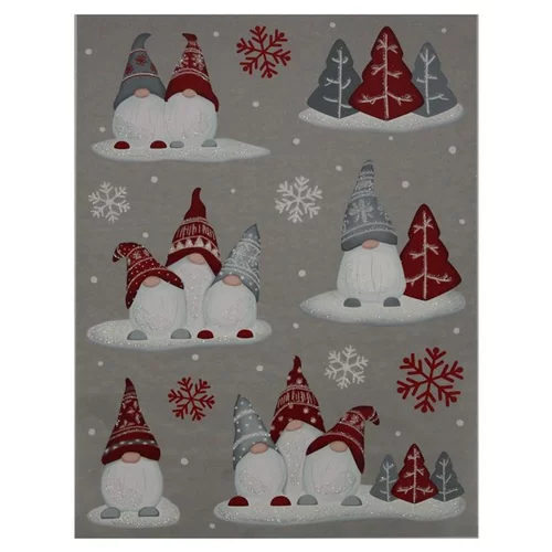 Autocollant Gnomes Noël sapins blanc - 29,5 x 40 cm