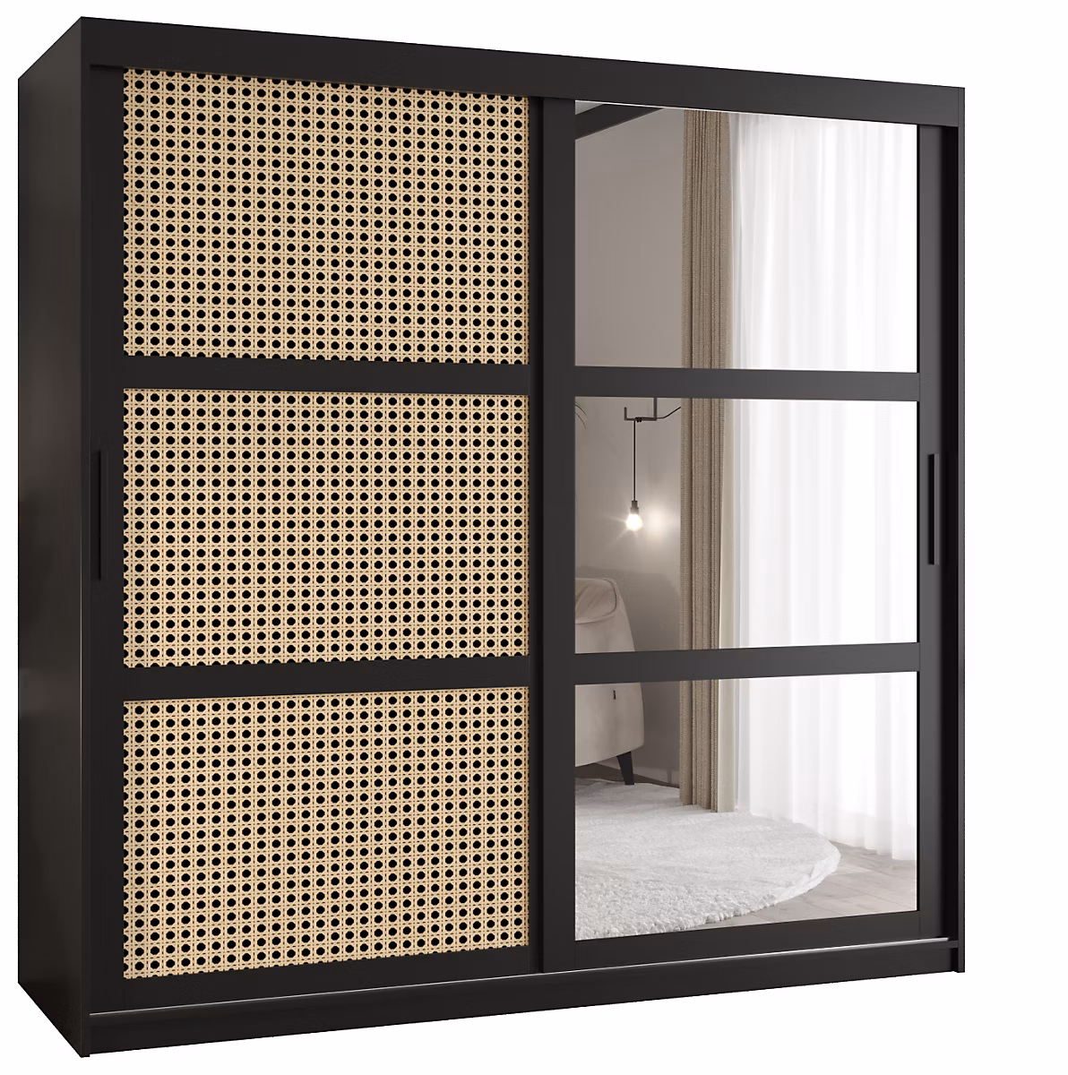Armoire penderie – Armoire Plecionka 2 a portes coulissantes H. 200 x L. 180 x P. 62 2 portes