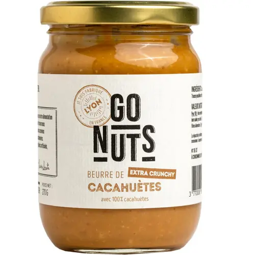 Beurre de cacahuètes extra-crunchy bio Go nuts - 270 g
