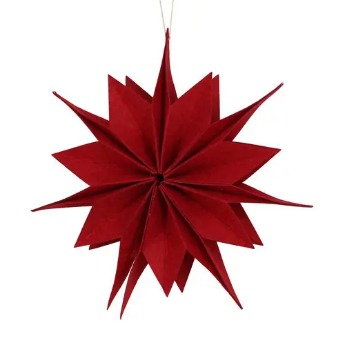 Décoration à suspendre forme étoile en feutrine rouge - Ø 30 cm