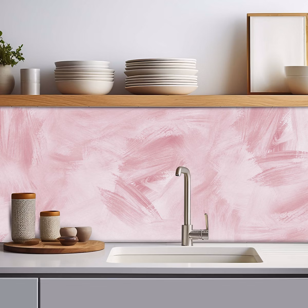 Crédence adhésive effet brush rose 50 × 400cm