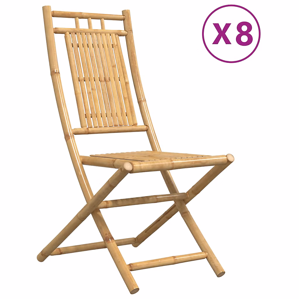 Chaises pliantes 8 pièces 46 × 66 × 99 cm en bambou vidaXL