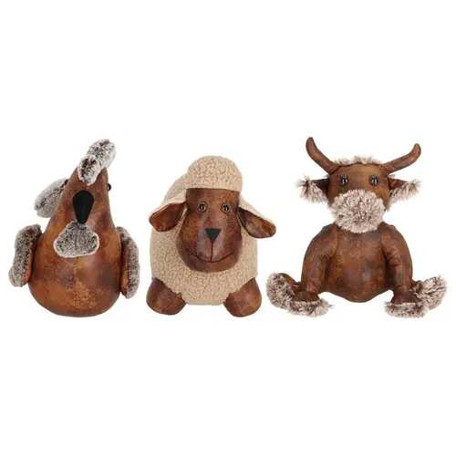 Cale-porte animal de la ferme marron - 24 x 25,5 x 29 cm