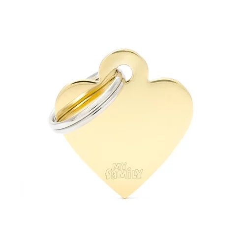 Médaille basic petit cœur pour chien en laiton doré