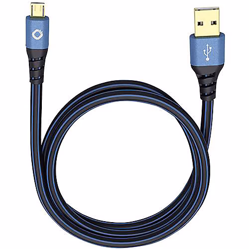Câble USB 2.0 1x USB | A mâle – 1x Micro – B mâle – 0 – 50 m – blindage tressé – bleu