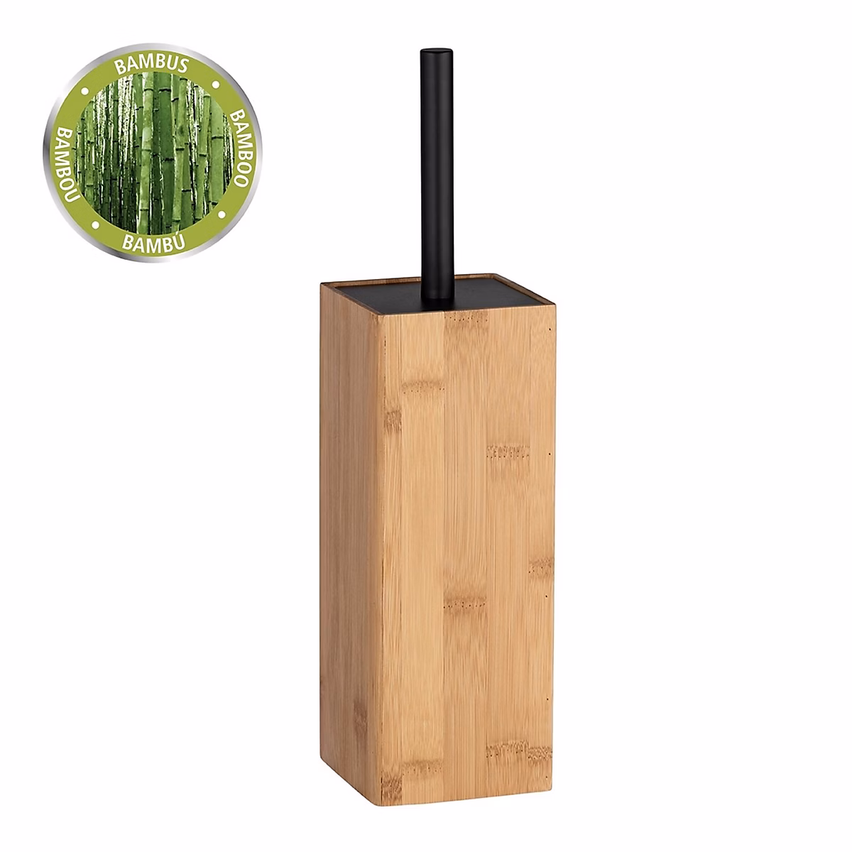 Brosse WC en bambou avec tête remplaçable Marron – L. 10 x l. 10 x H. 38 cm, PADUA