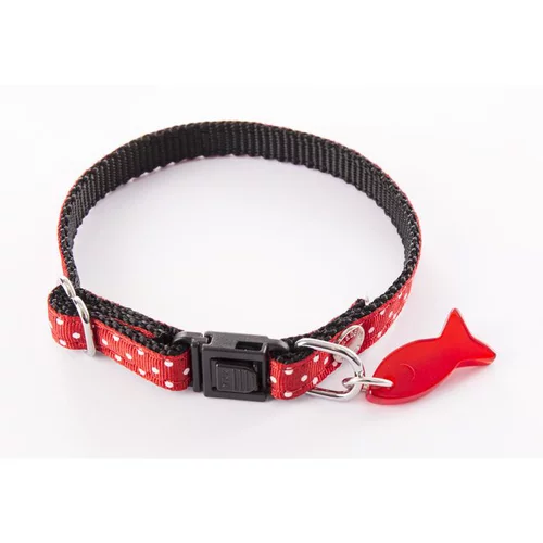 Collier pour chat rouge à pois blancs