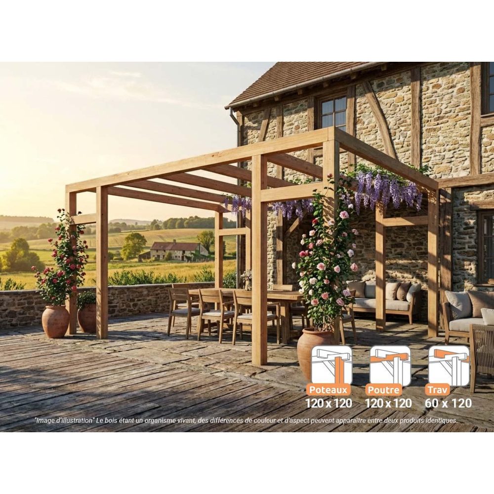 JARDIDECO Pergola en bois lamellé-collé montreuil 500 x 400 cm - maderland – Aménagement du jardin
