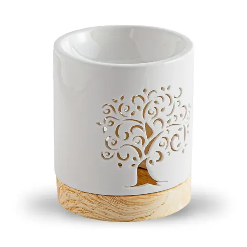 Brûle-parfum life tree coloris blanc en céramique Zen' Arôme