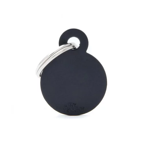 Médaille basic petit cercle pour chien en aluminium noir