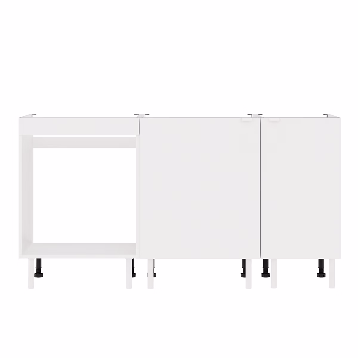 Cuisine complète 3 meubles bas Izee blanc 2 portes sans électroménager 160 cm | Cuisine