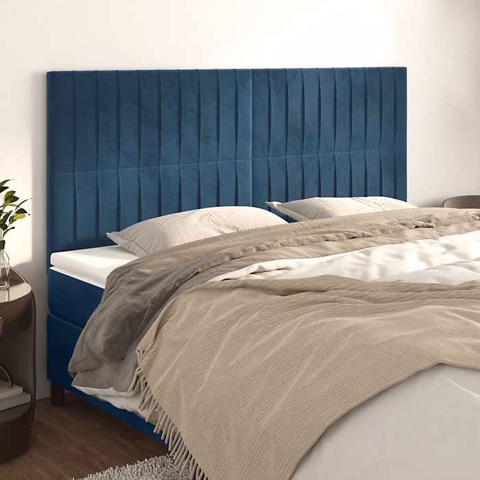 3116628 vidaXL Têtes de lit 4 pcs Bleu foncé 80x5x78 – 88 cm Velours