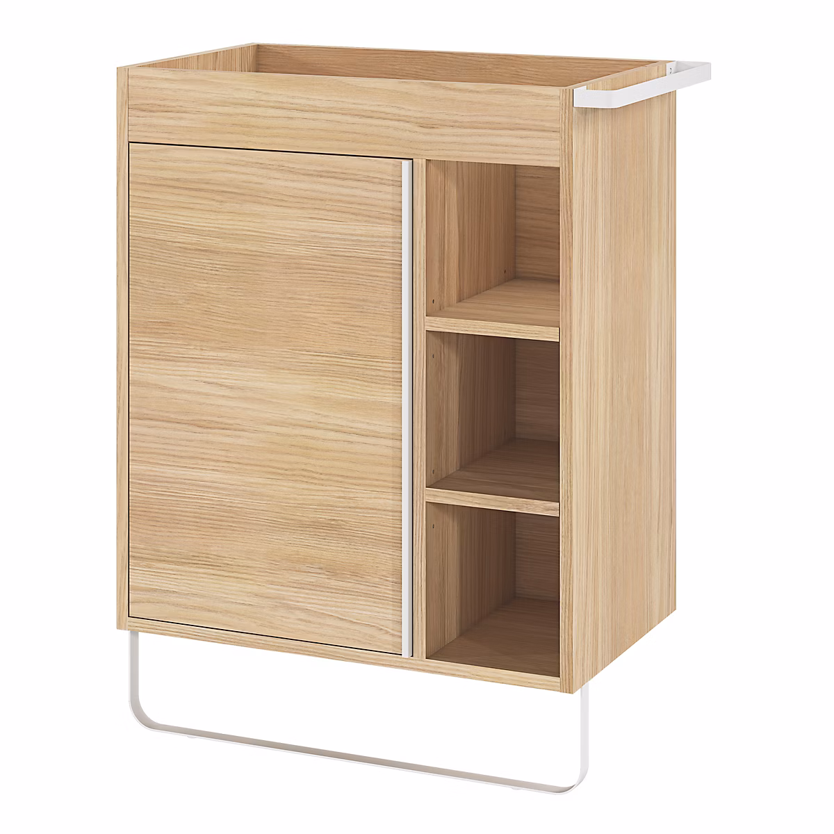Meuble sous vasque faible profondeur à poser l.65 x H.82 x P.36 cm – effet bois, avec porte-serviettes, GoodHome Maza