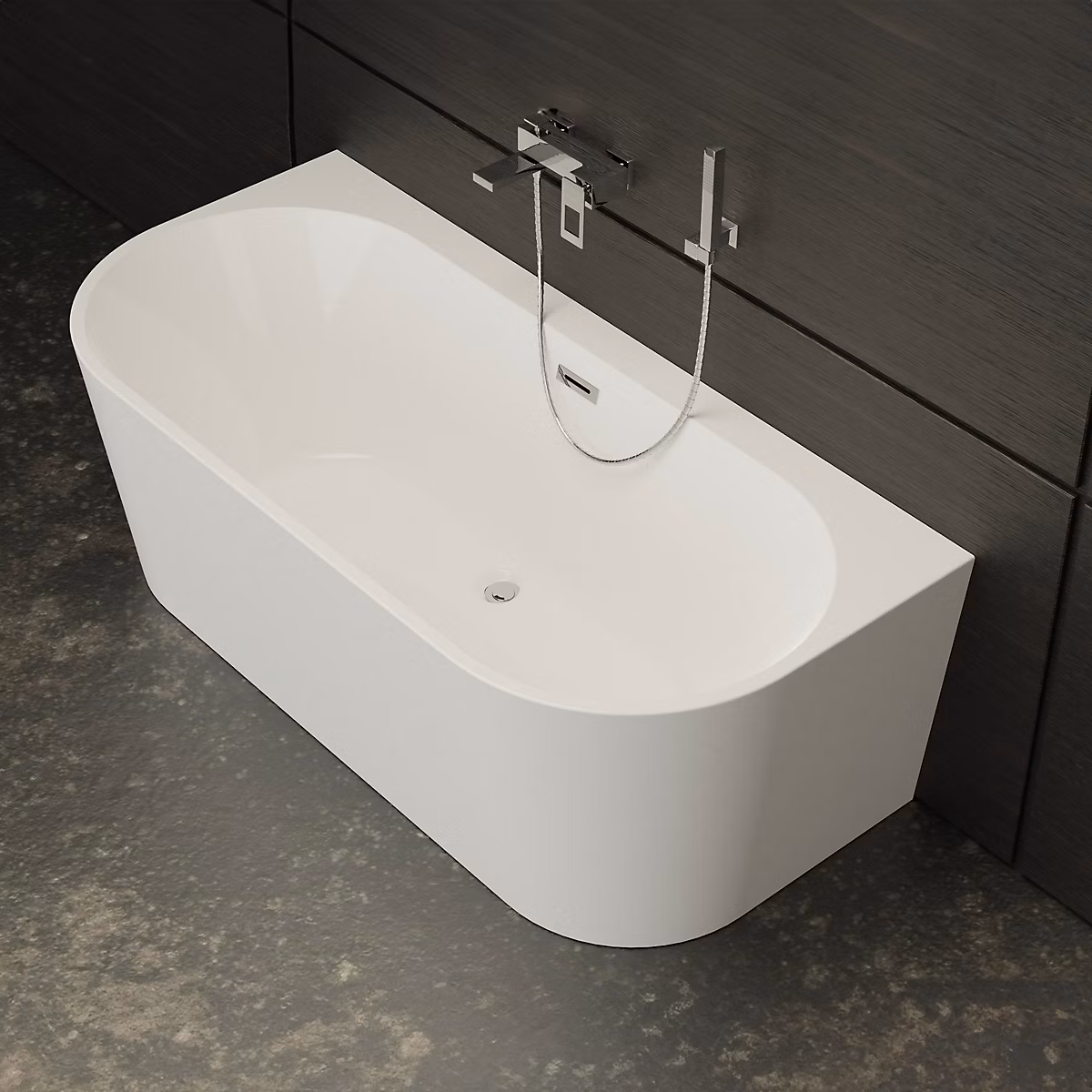 Baignoire semi – îlot murale Naos | blanc | 170 × 80 cm | by Spalina