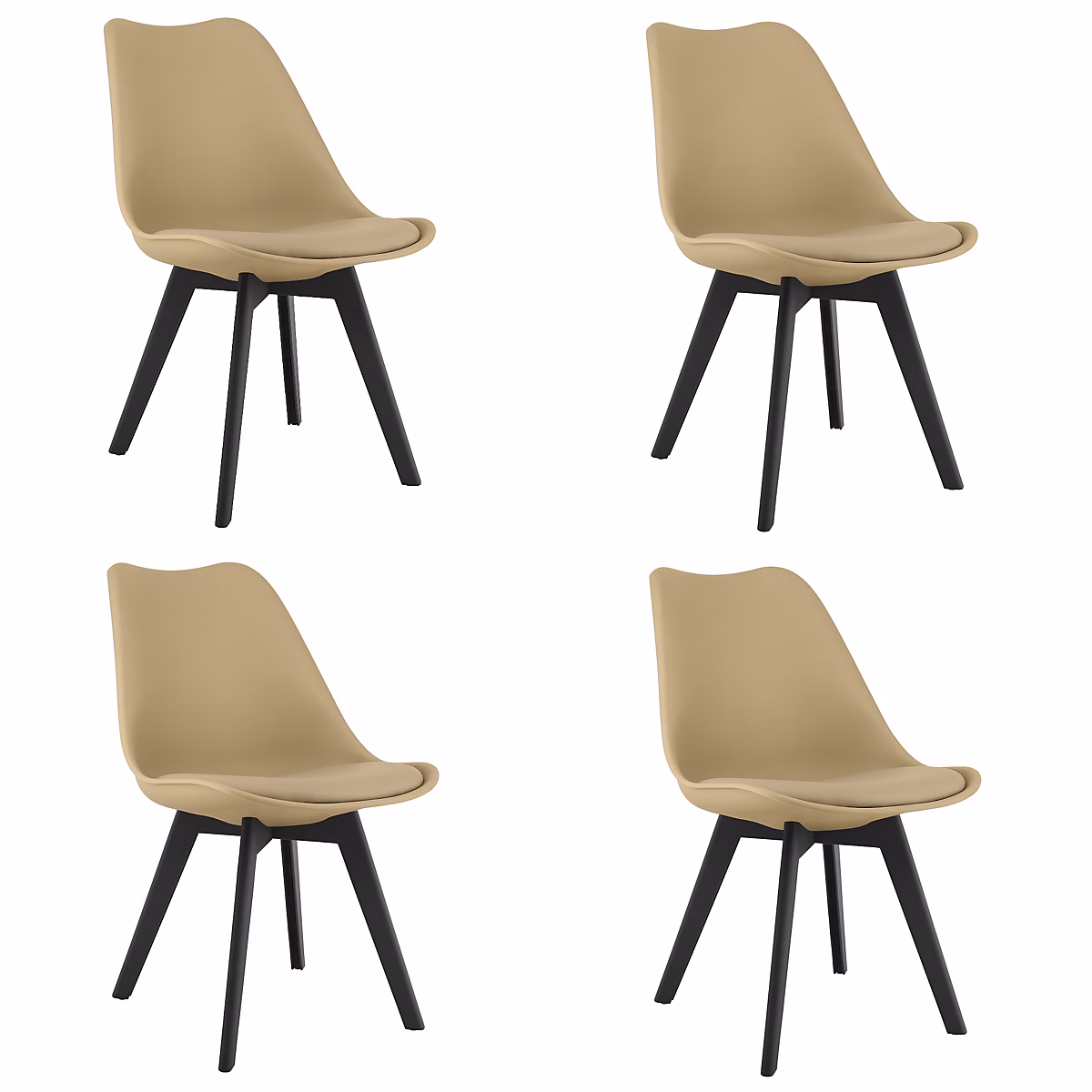Chaise VALORA RIXK – Beige foncé avec pieds noirs x 4