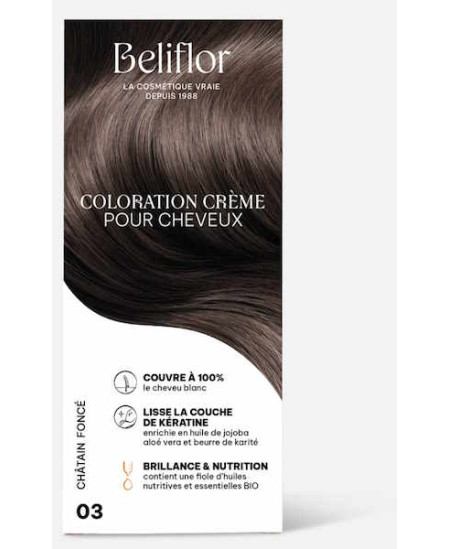 Beliflor Coloration Crème pour Cheveux 03 Châtain Foncé