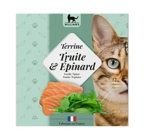 Alimentation humide complémentaire pour chat terrine truite et épinards William's - 80 g