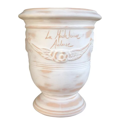 Vase Anduze mini cérusé en terre cuite H 22 x Ø 17 cm