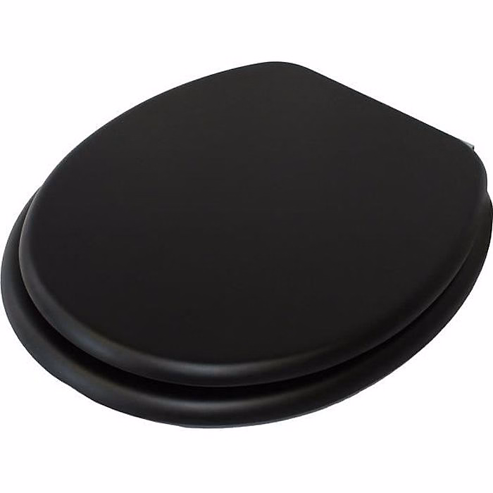 Abattant wc MDF CLEO Noir mat Charnières Inox MSV | WC