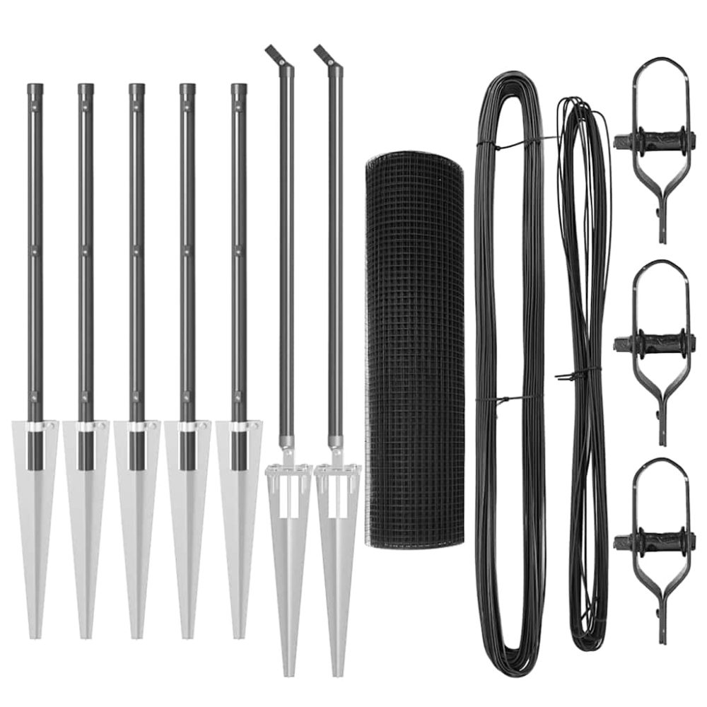 vidaXL Clôture en fil soudé avec pointes Acier et PVC Gris Maille – Aménagement du jardin