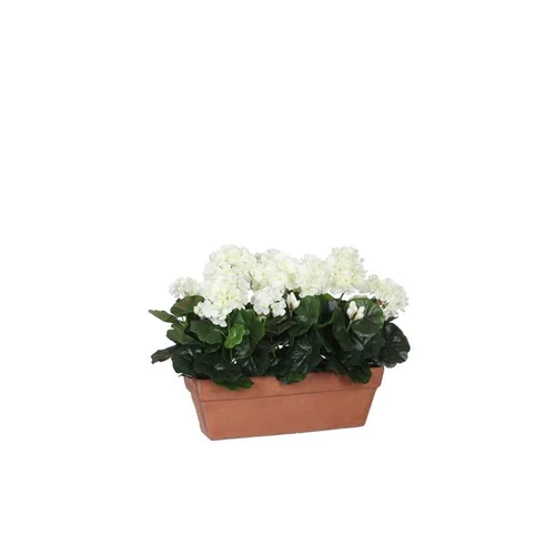 Géranium blanc plante artificielle en jardinière Terra 39x13x40 cm