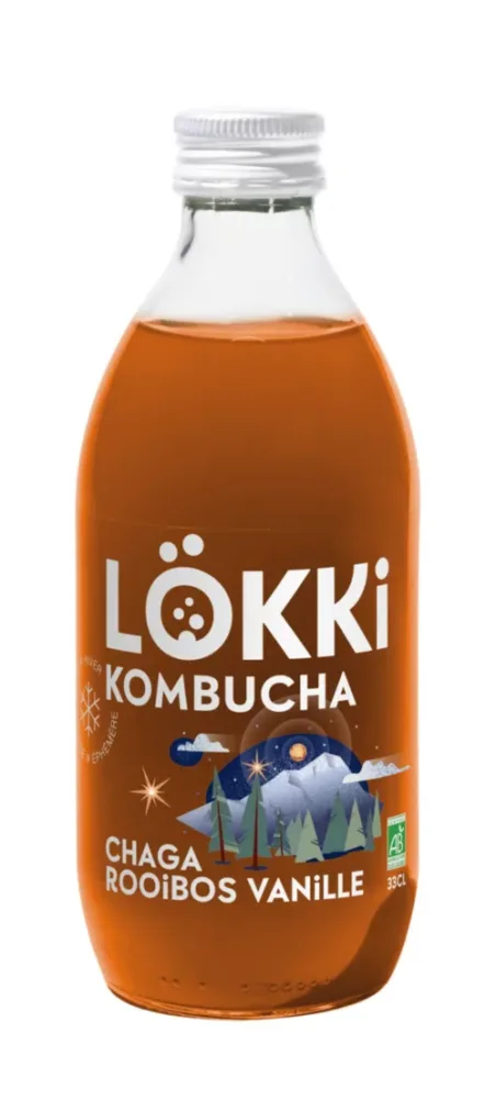 Bouteille de Kombucha Chaga rooibos vanille édition limitée Lökki - 33 cl