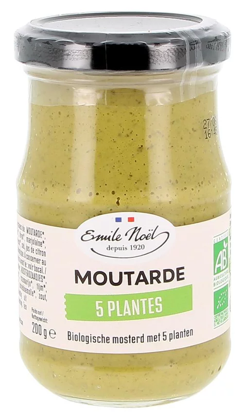 Moutarde aux 5 plantes bio en pot de 200 g
