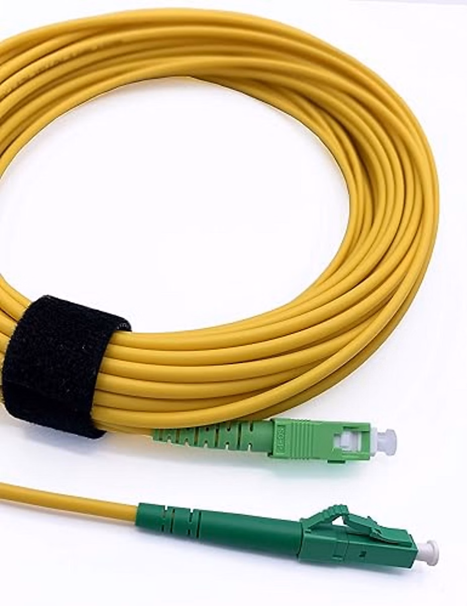 Elfcam – 50m Câble à Fibre Optique SC/APC à LC/APC Monomode Simplex 9/125um OS2 Jarretière Optique LSZH Jaune