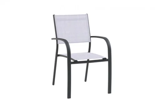 Fauteuil de jardin en aluminium, textilène gris chiné - CREADOR Tosca