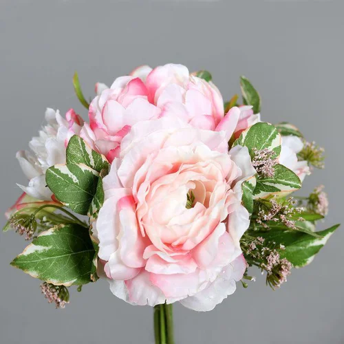 Bouquet de pivoines rose clair artificielles - 20 cm